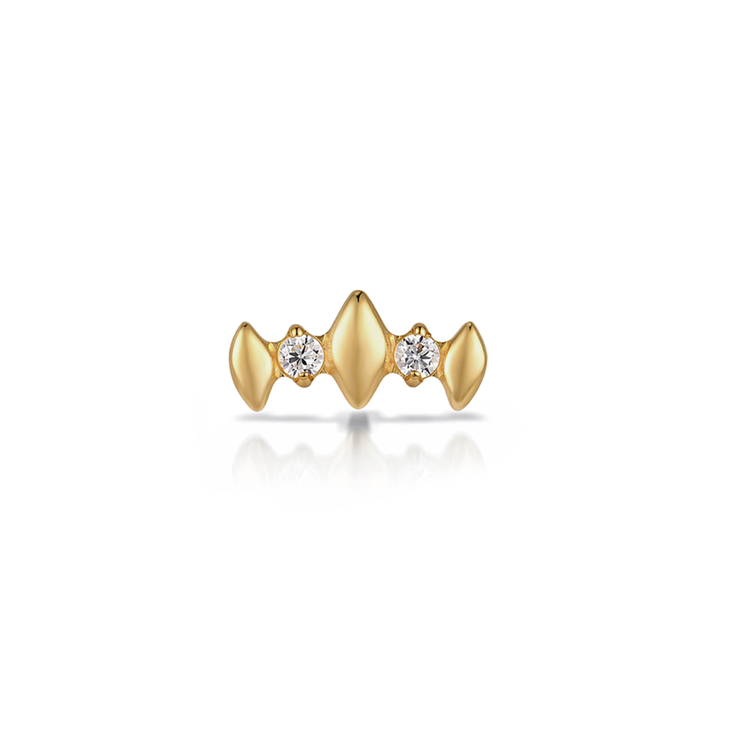 18k V-Gold Trifecta w 2 Small Gems Flatback