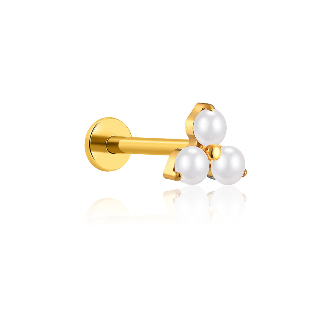 18k V-Gold Trio Pearl Flatback