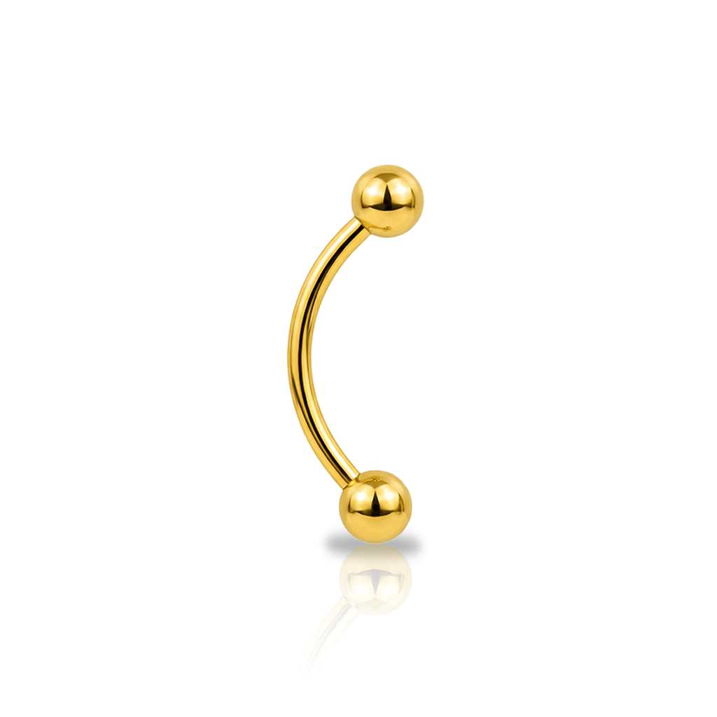 18k V-Gold External Thread Curved Barbell