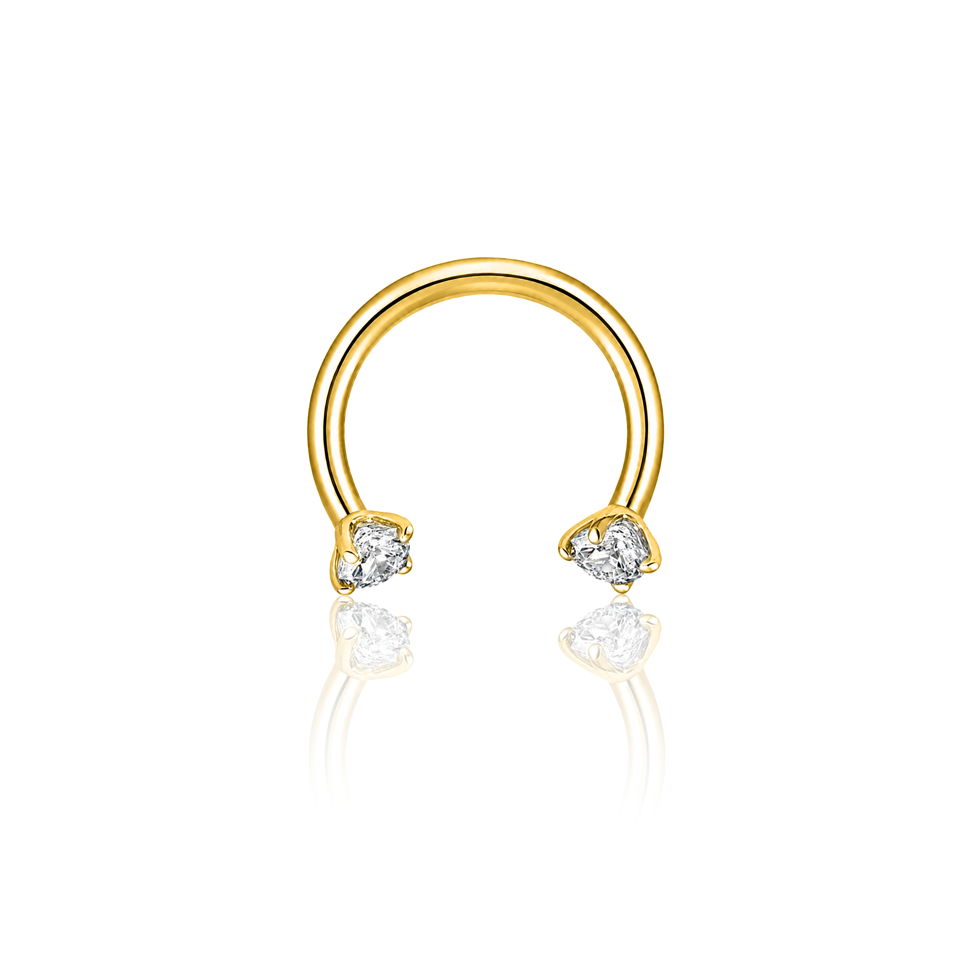 18k V-Gold Prong Horseshoe Ring