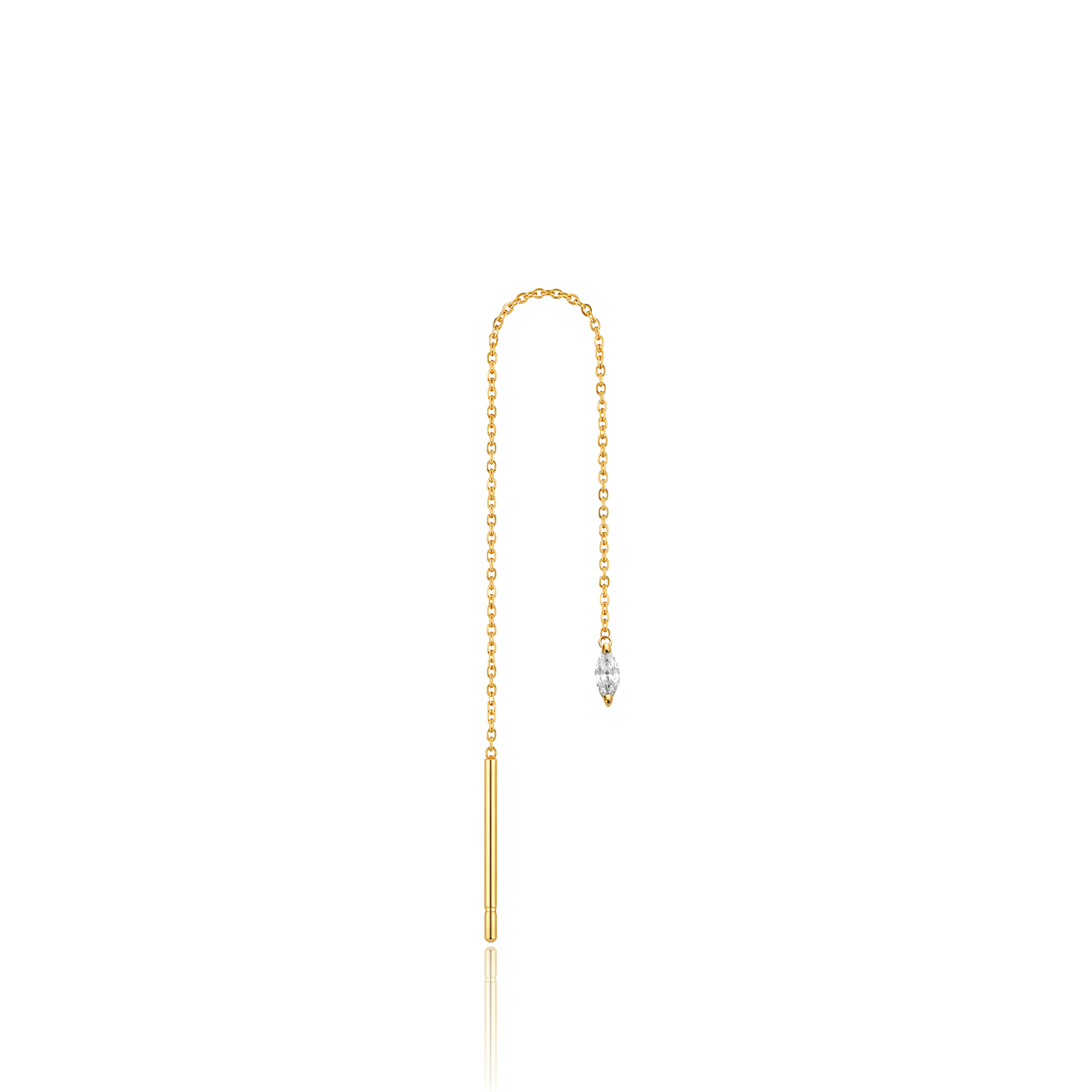 18k V-Gold Ear Threader Marquise Stone