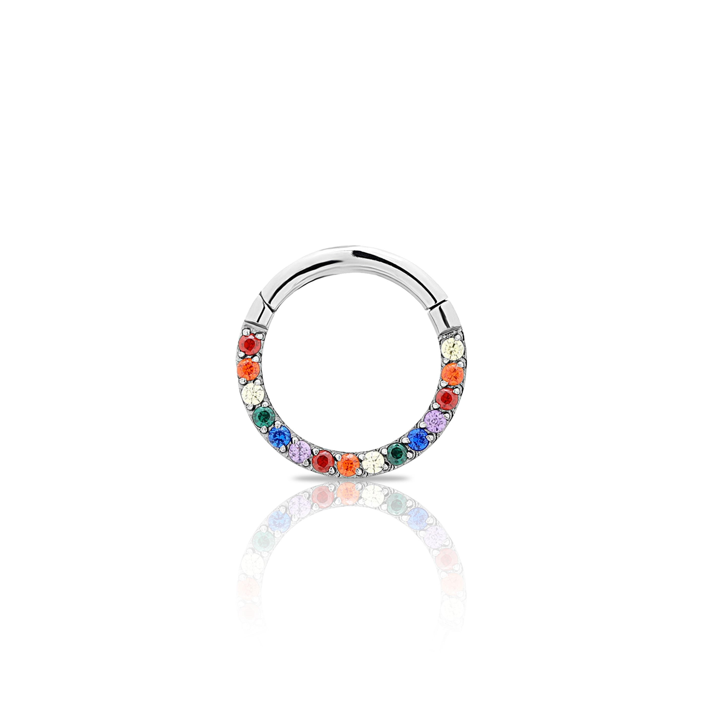 Forward Facing Hinged Jewelled Segment Rainbow Colour