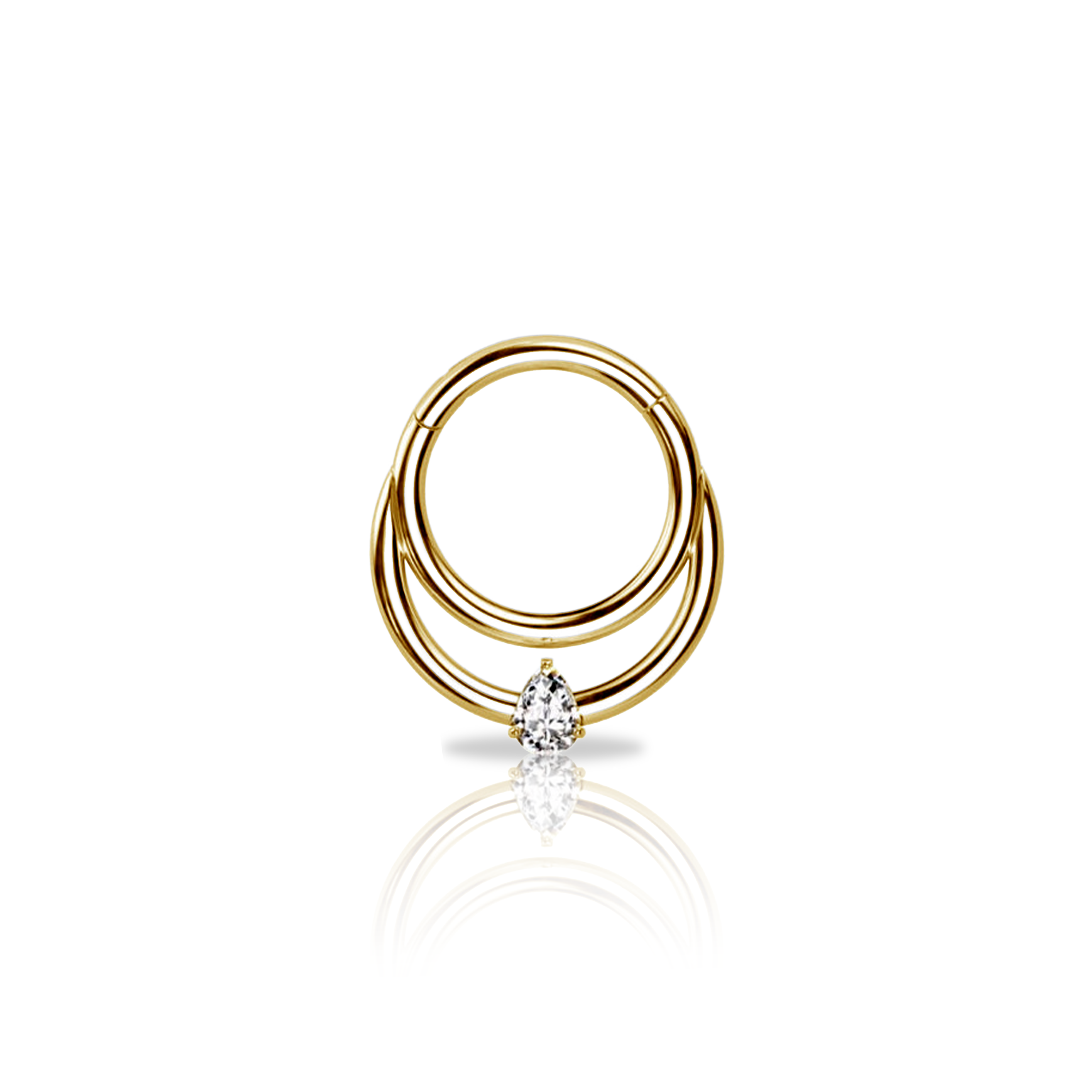 V-Gold Hinged Ring Double w Crystal