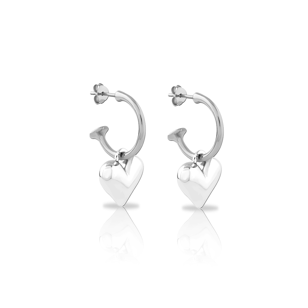 Surgical Steel Heart Drop Earrings - Pair