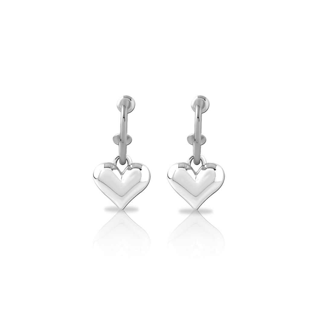 Surgical Steel Heart Drop Earrings - Pair