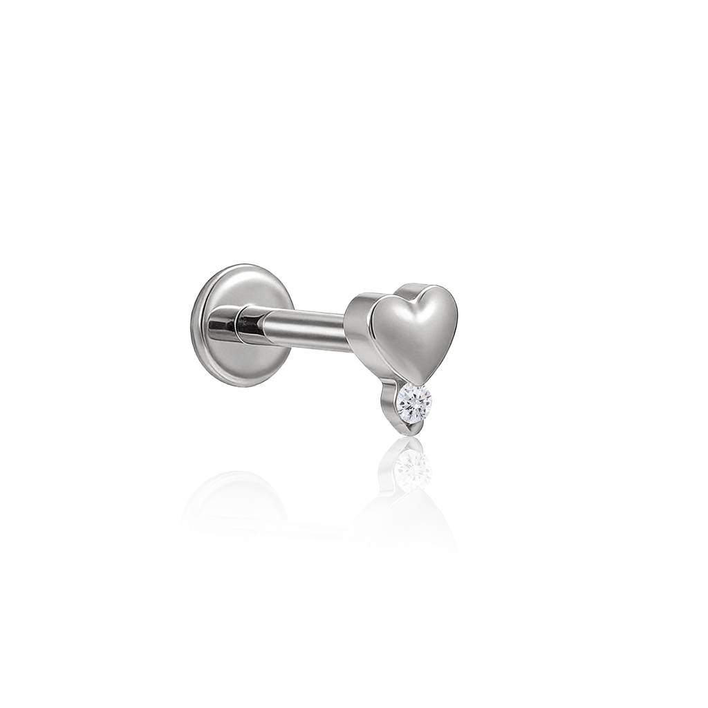 Heart w Round Stone Flatback