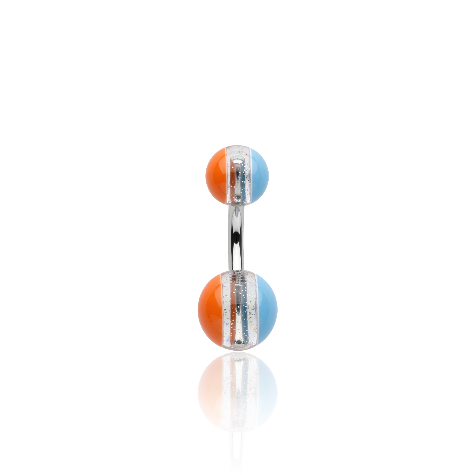 Surgical Steel with Glitter Stripe Acrylic Ball Navel Bar