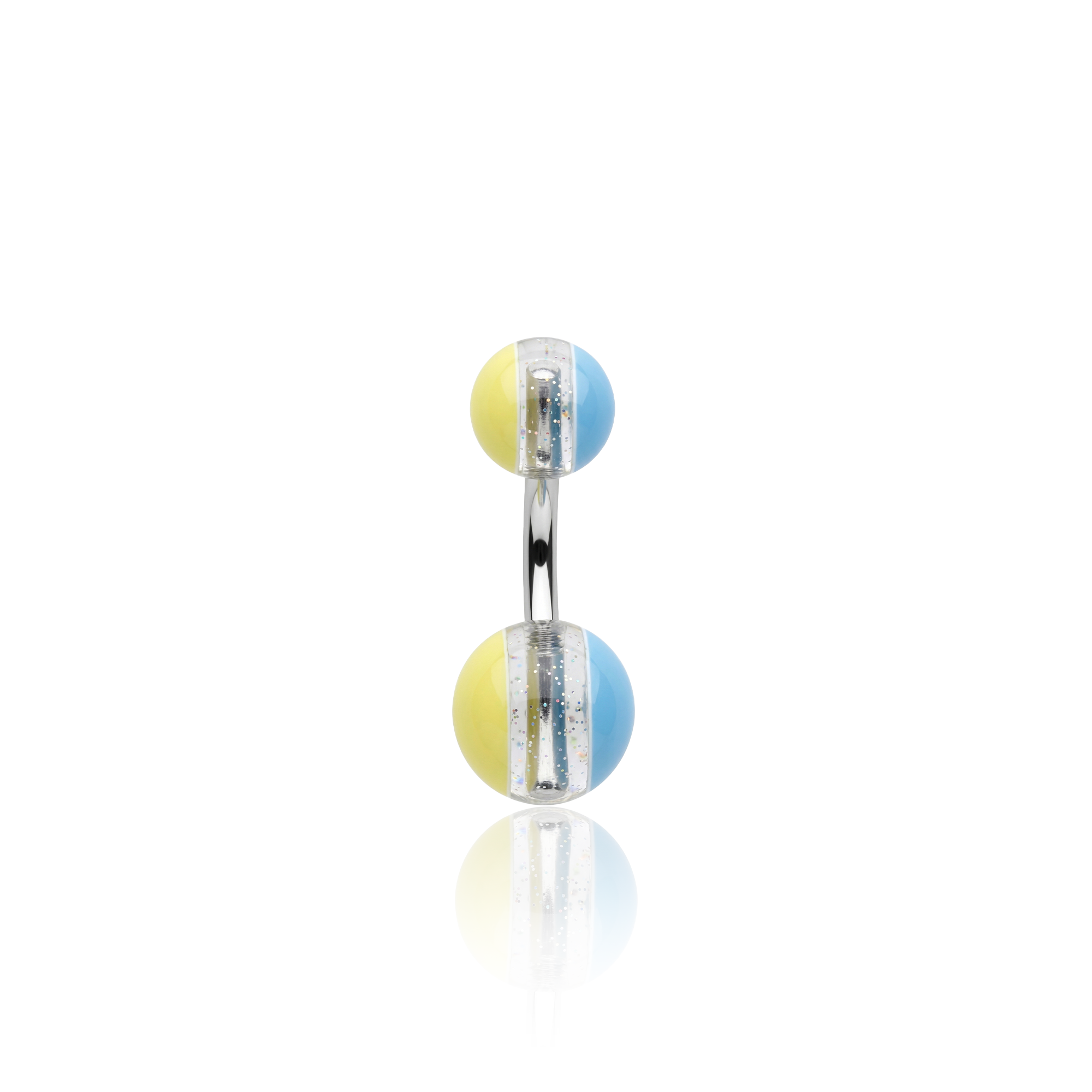 Surgical Steel with Glitter Stripe Acrylic Ball Navel Bar