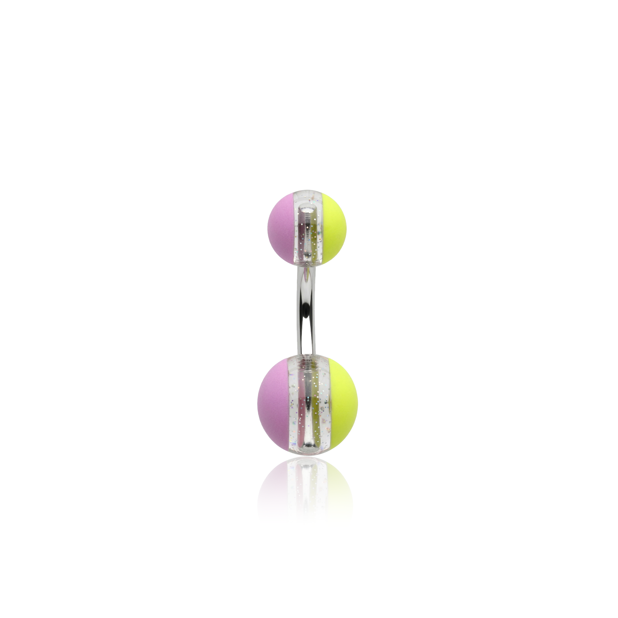 Surgical Steel with Glitter Stripe Acrylic Ball Navel Bar