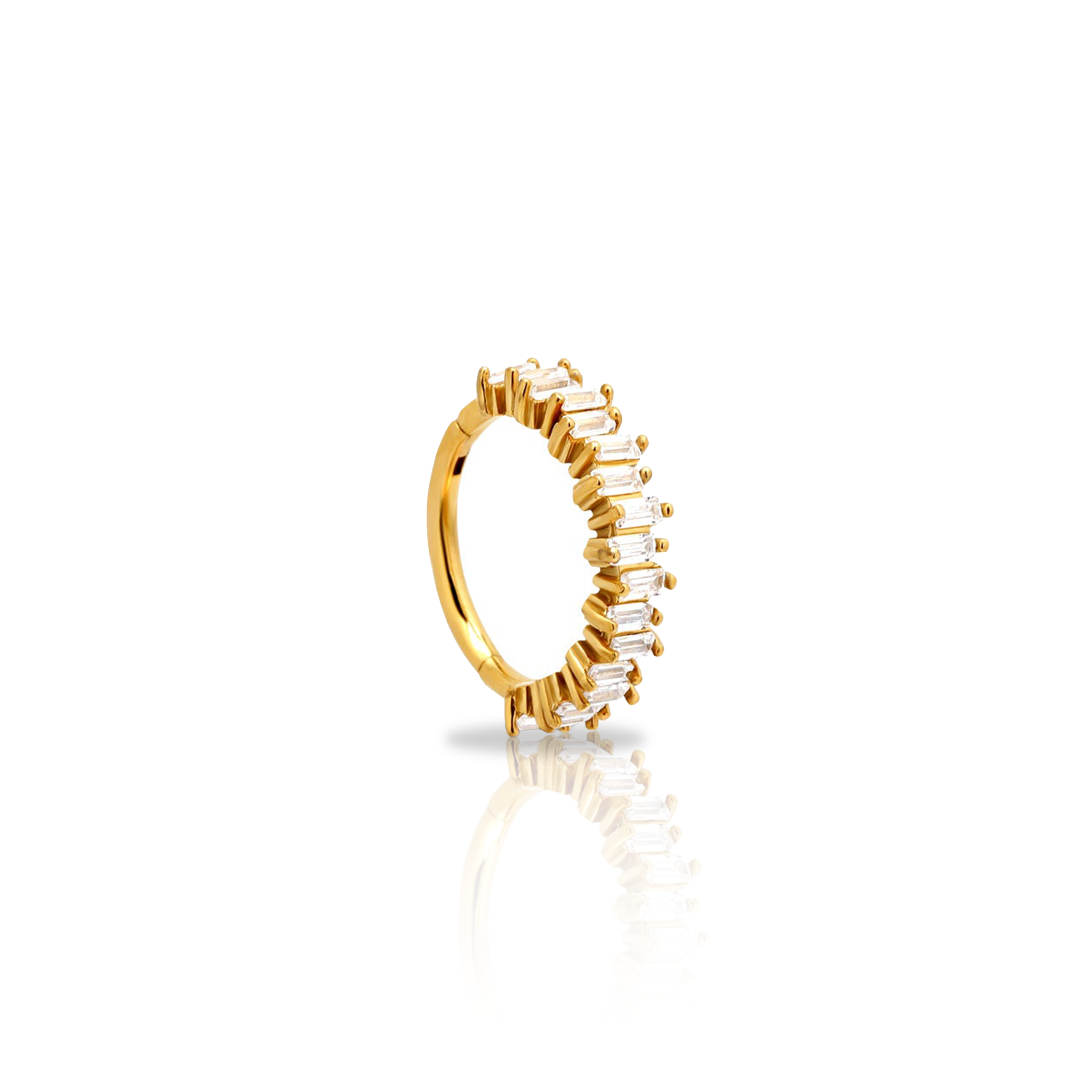 V-Gold Jewelled Jagged Hinged Ring
