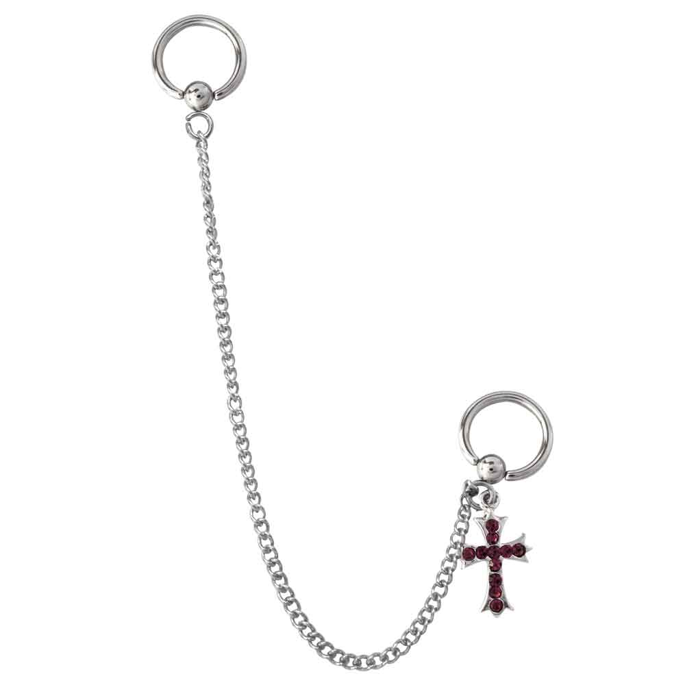 Jewelled Cross Ear Chain