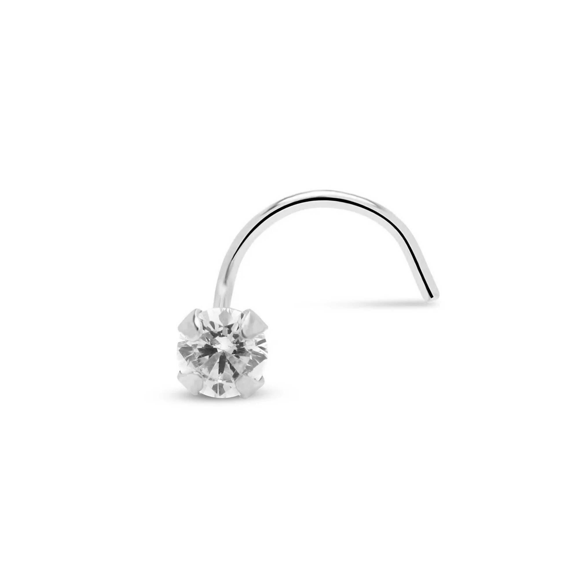 14kt White Gold Claw Set Nose Stud