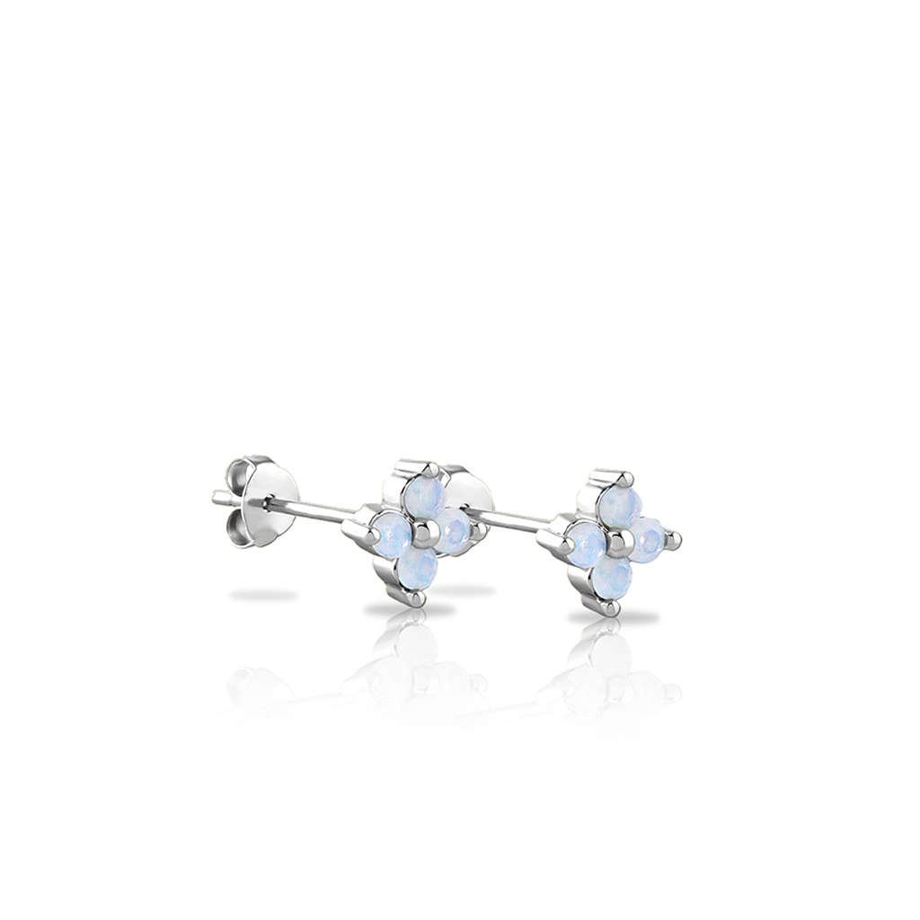 Surgical Steel Opal Petal Earrings - Pair