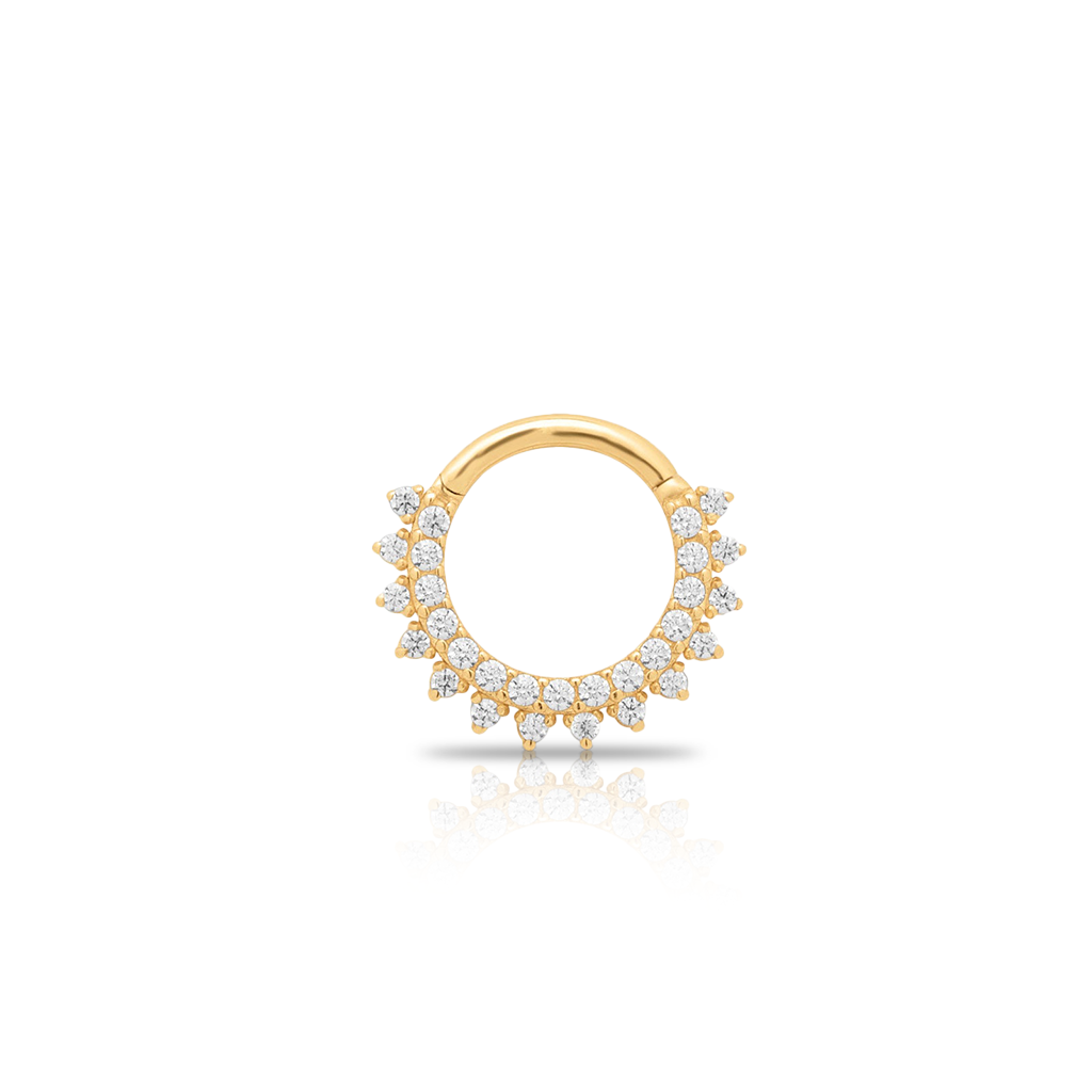 14kt Gold Paved with Paved Prong Set Hinged Ring