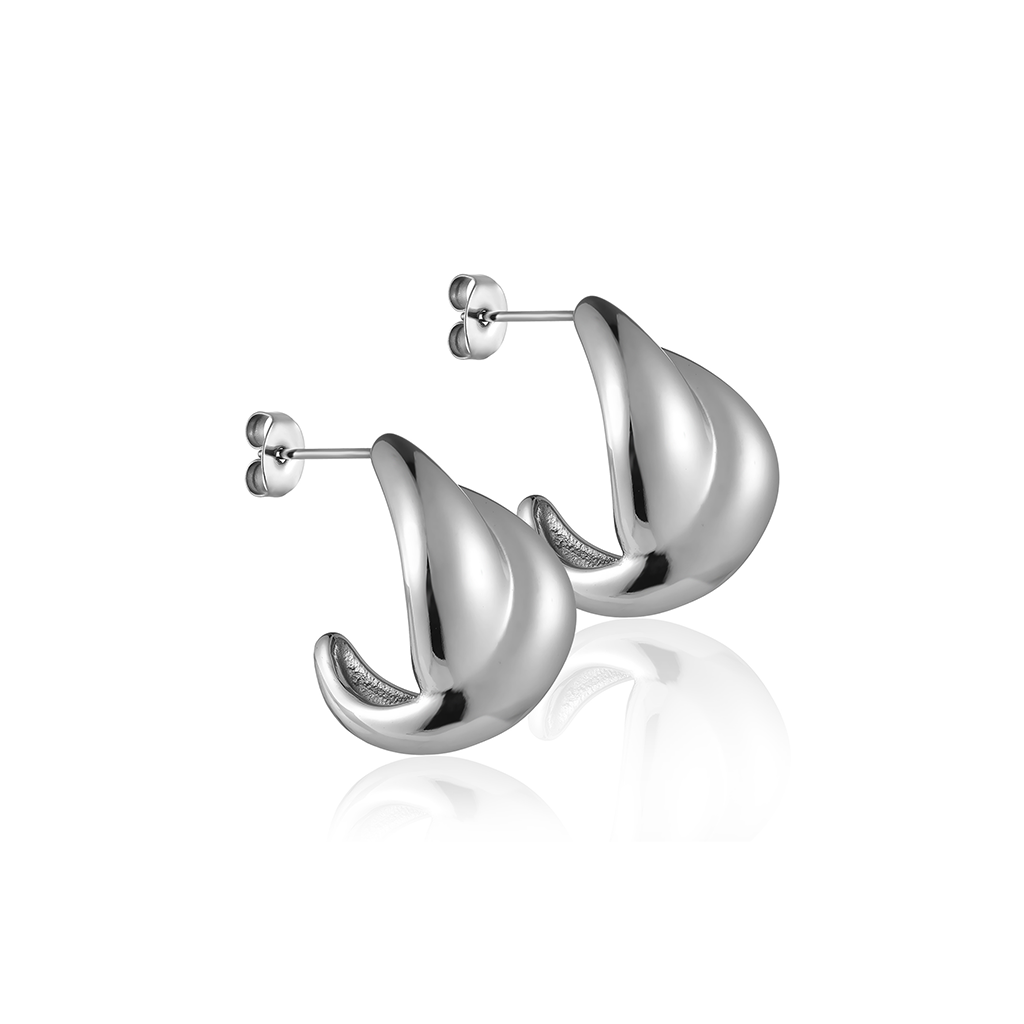 V-Platinum Earrings - Swirl