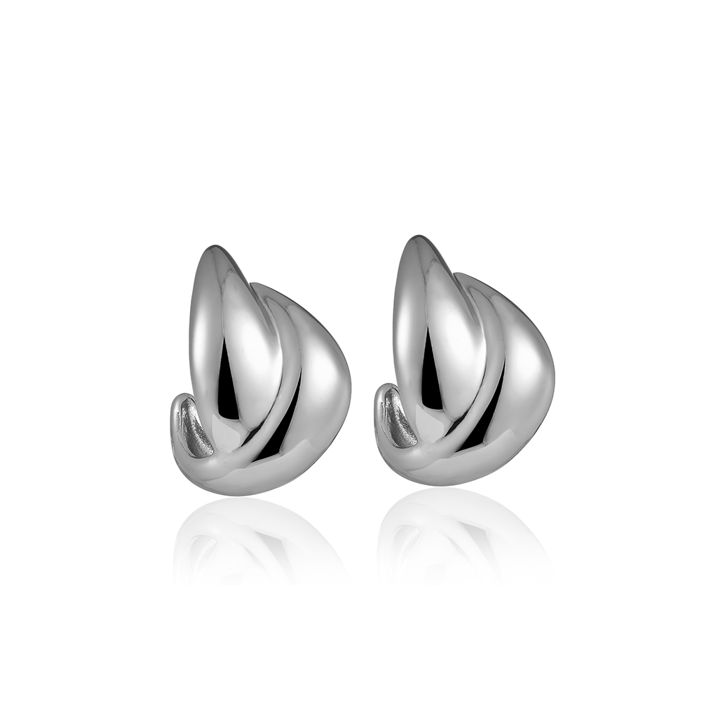 V-Platinum Earrings - Swirl