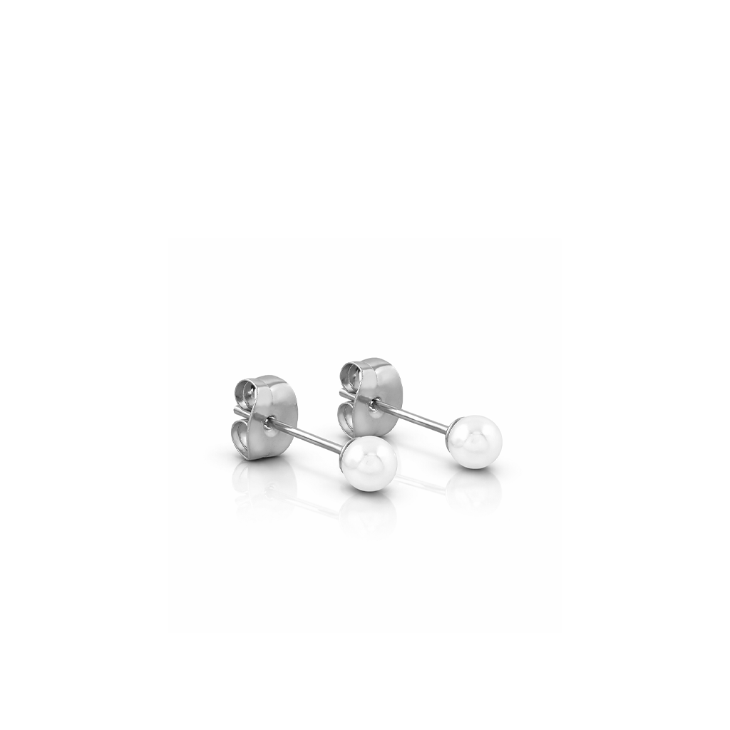 Surgical Steel Pearl Earrings - Pair