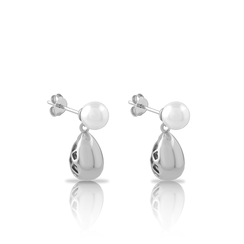 Surgical Steel Pearl Droplet Earrings - Pair