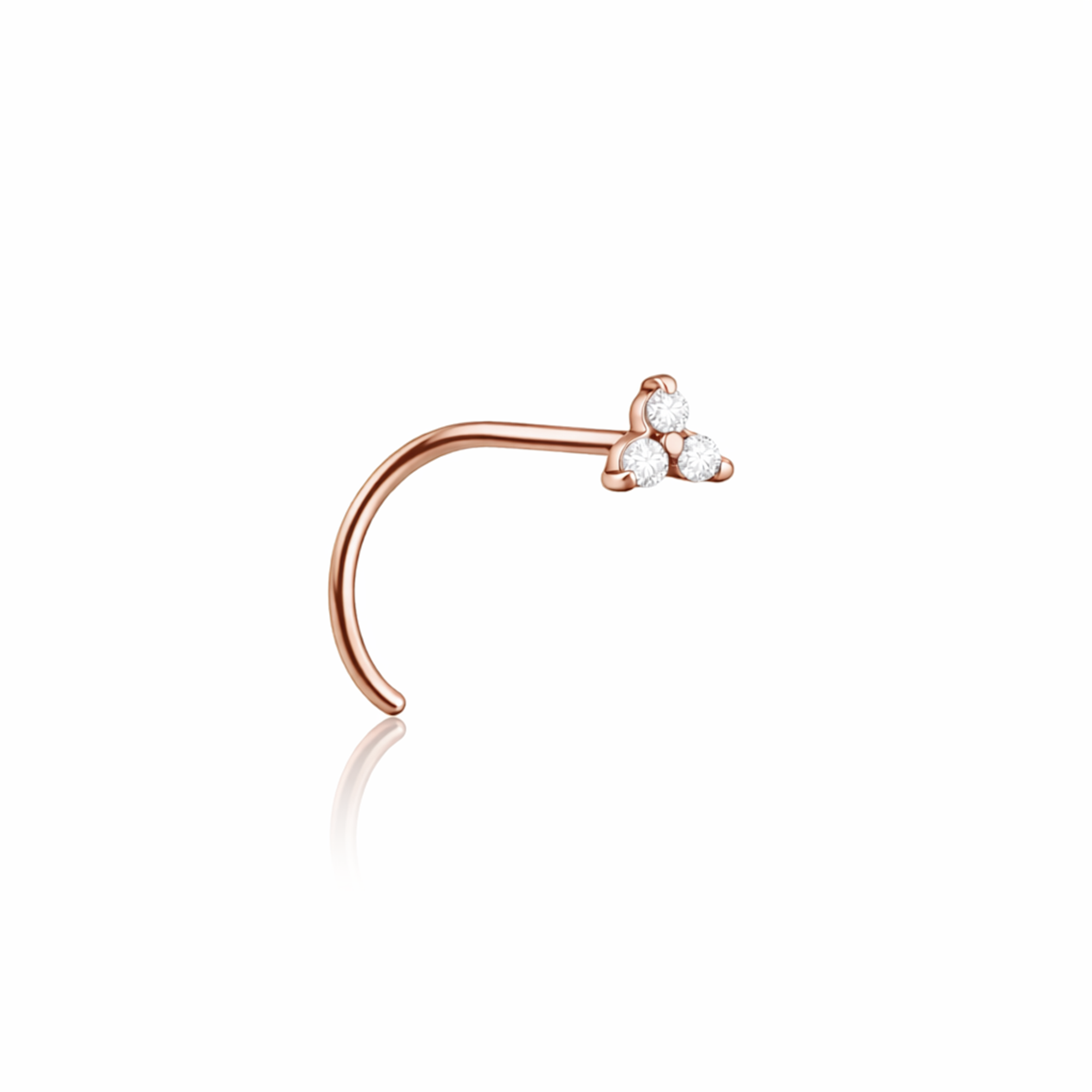 Rose Gold Jewelled Trinity Nose Stud
