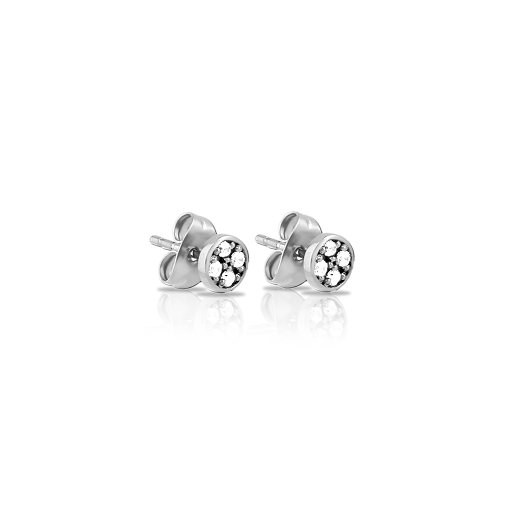Surgical Steel Round Jewelled Earrings - Pair
