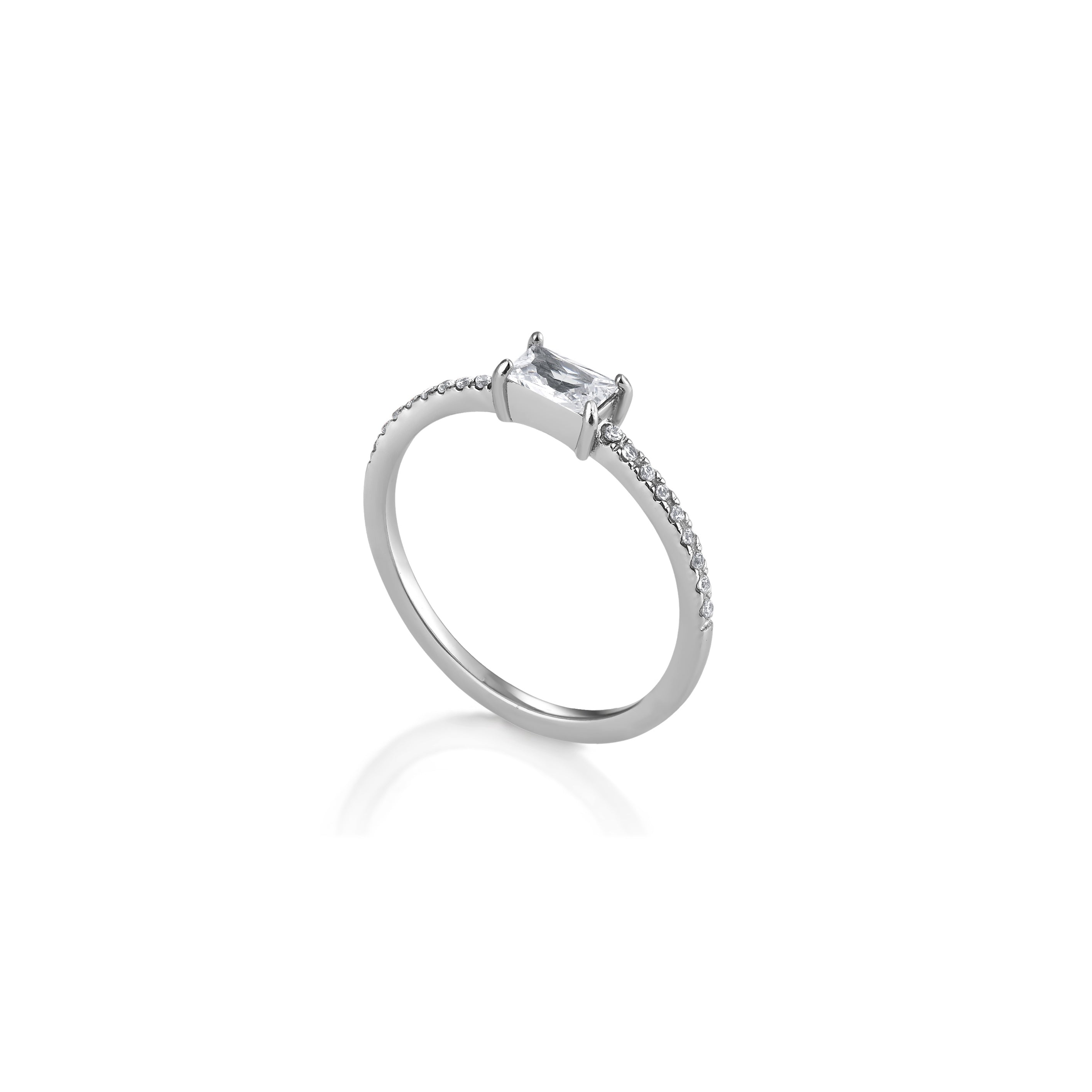 V-Platinum Ring - Rectangle