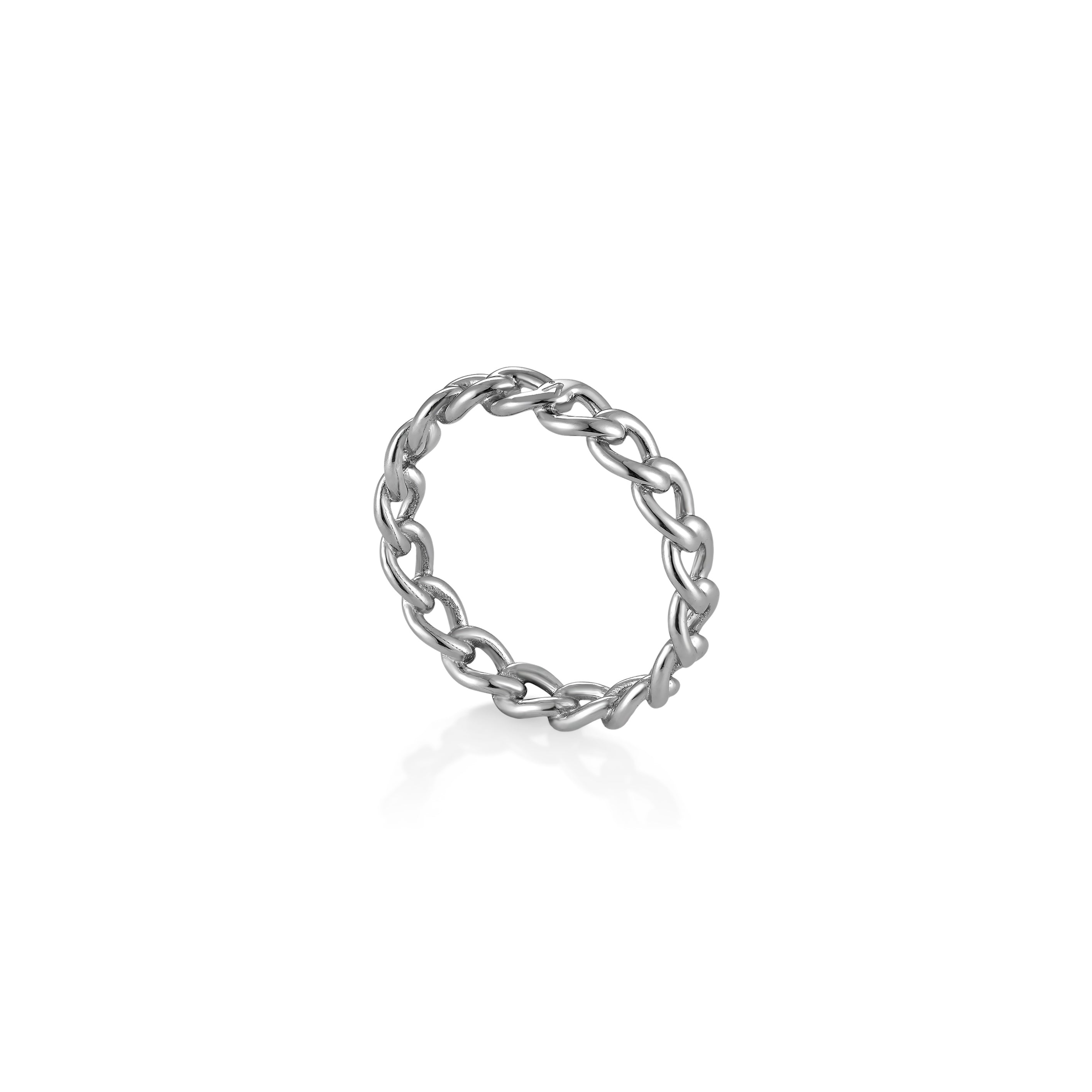 V-Platinum Ring - Mini Chain