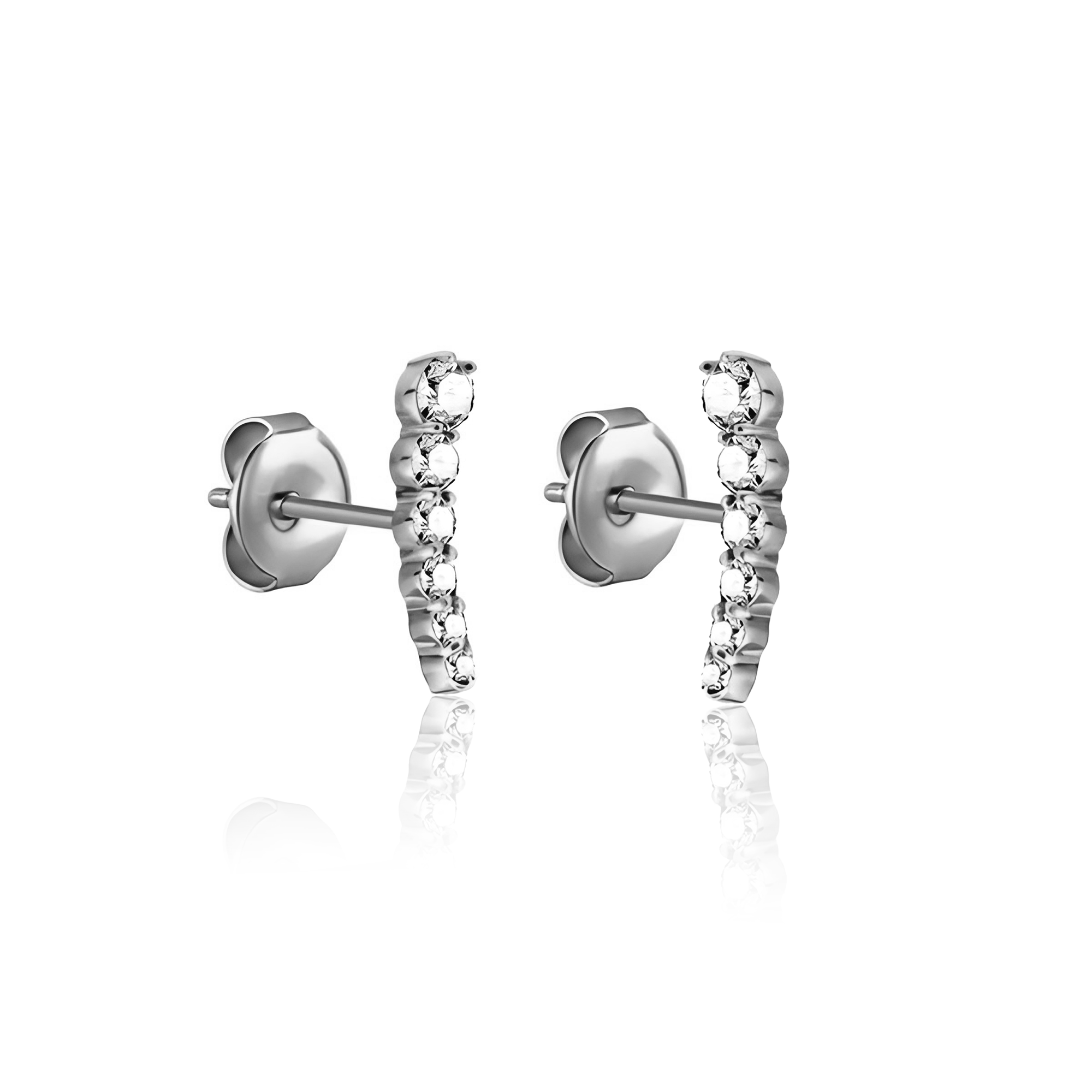 Curved Crystal Earrings - Pair