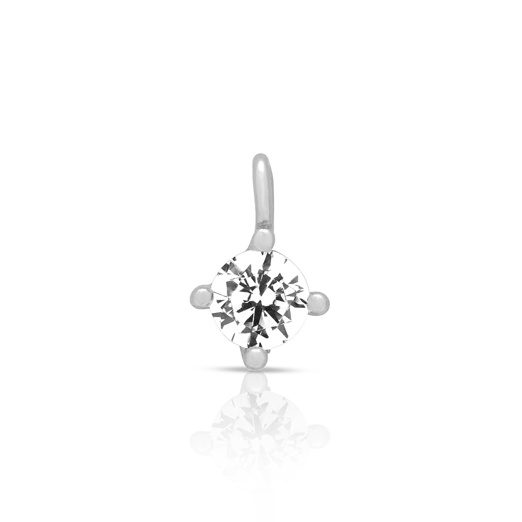 Sterling Silver Permanent Charm - Round Crystal
