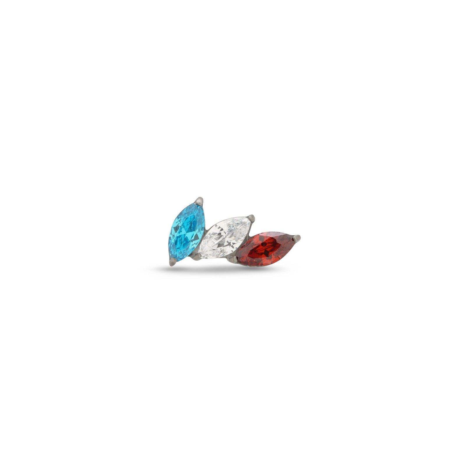 Trio Marquise - Aqua, Clear, Red Flatback