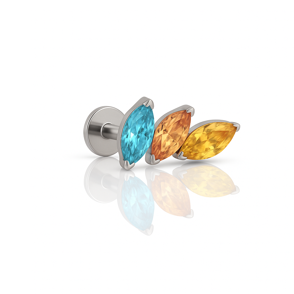 Trio Marquise - Aqua, Orange, Yellow Flatback