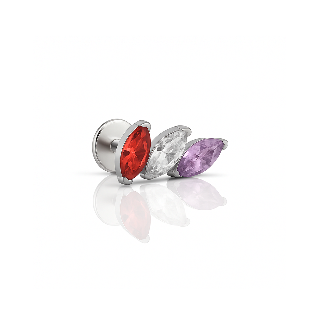 Trio Marquise - Red, Clear, Purple Flatback