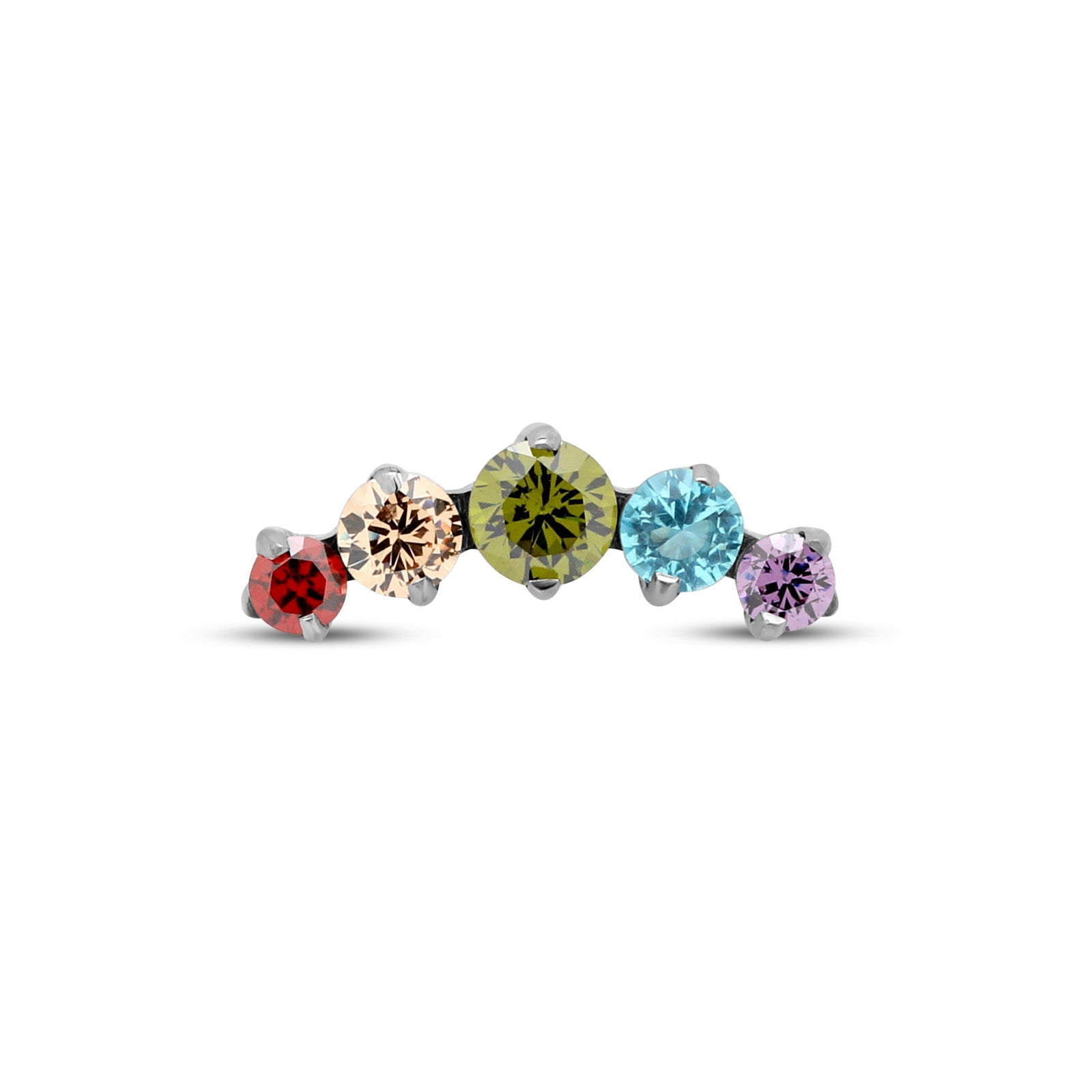 Rainbow 5 Prong Jewelled Curved Flatback