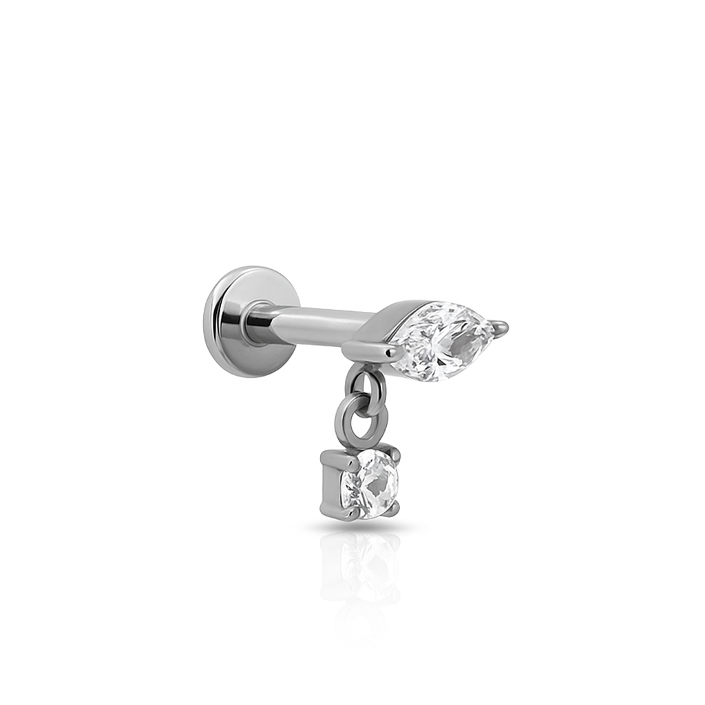 Jewel Ovate with Jewel Dangle Flatback