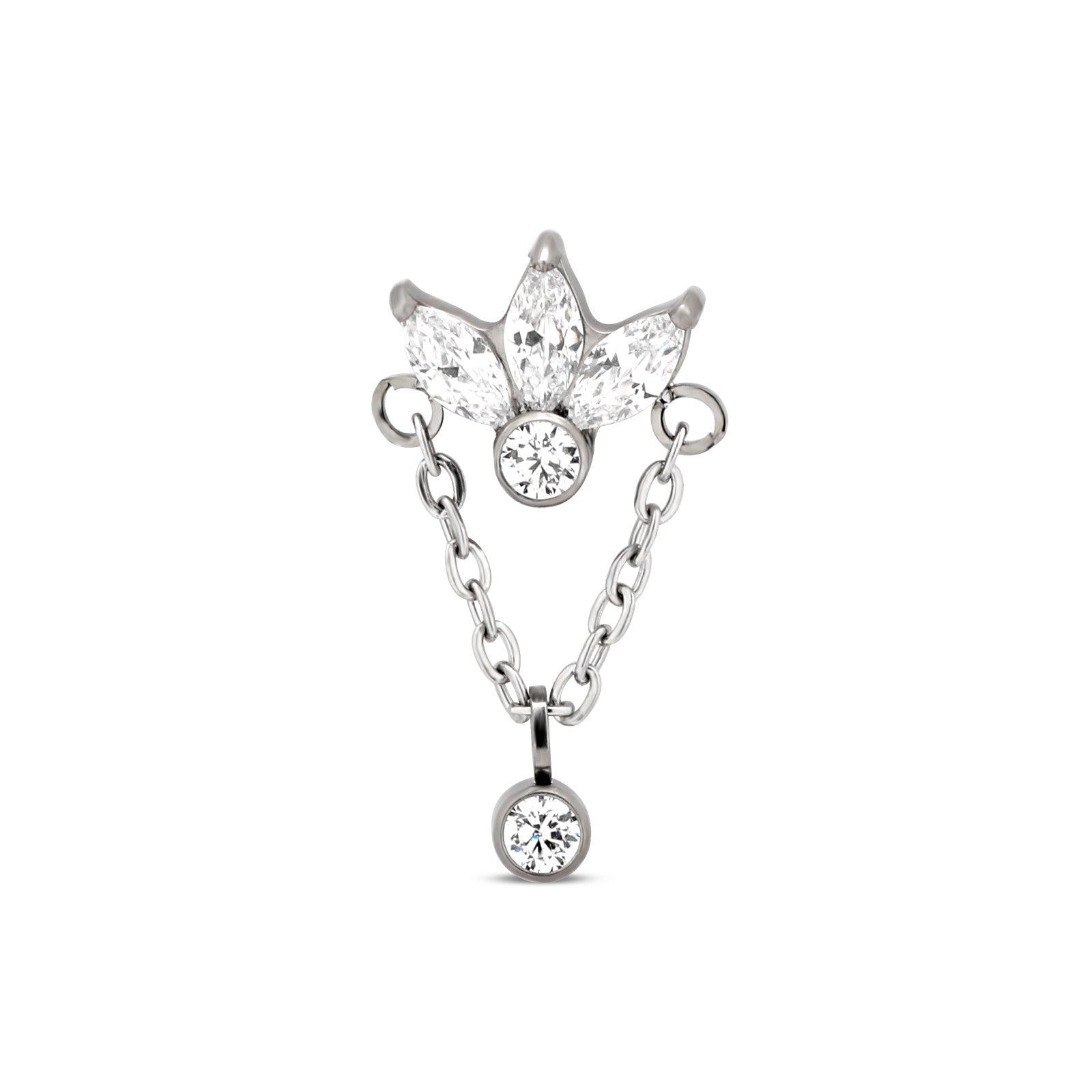 Triple Marquise Fan with Chain Drop Flatback