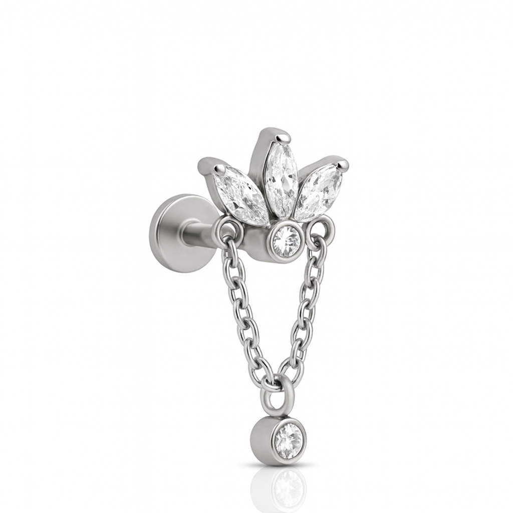 Triple Marquise Fan with Chain Drop Flatback