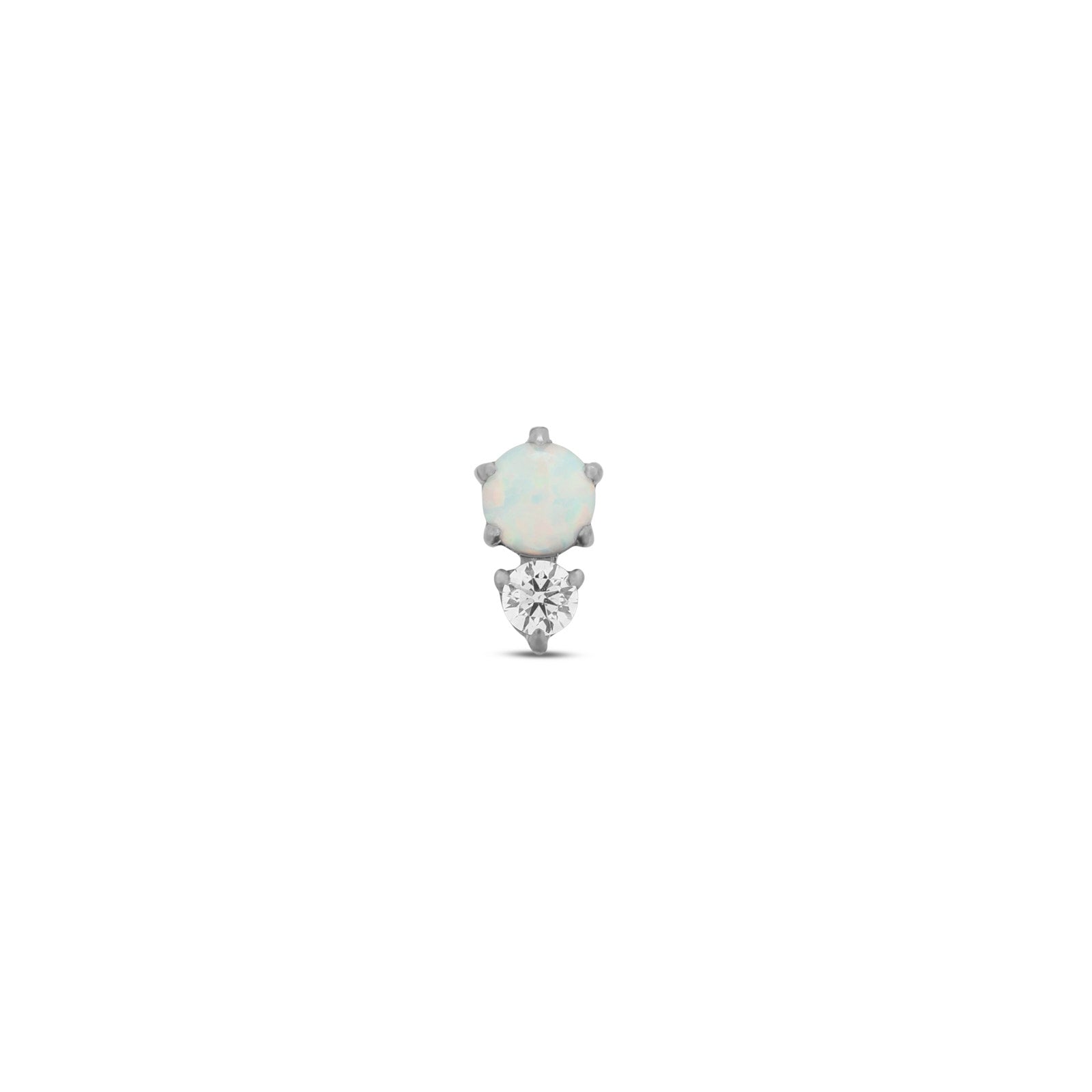 White Fire Opal And Crystal Flatback