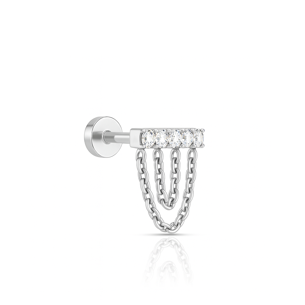 Jewelled Bar With Double Chain Flatback