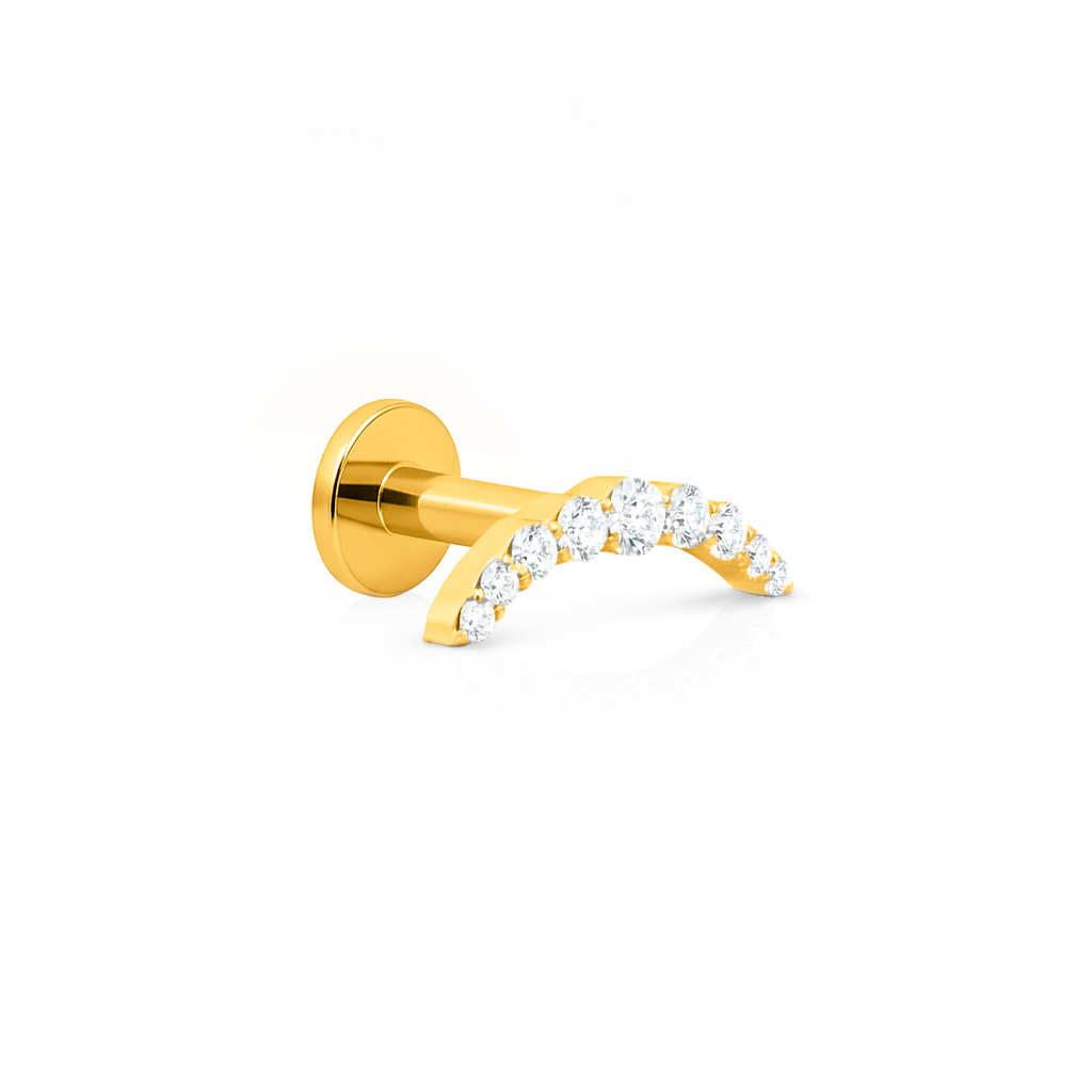 18k V-Gold Cascading 9 Stone Prong Set Flatback