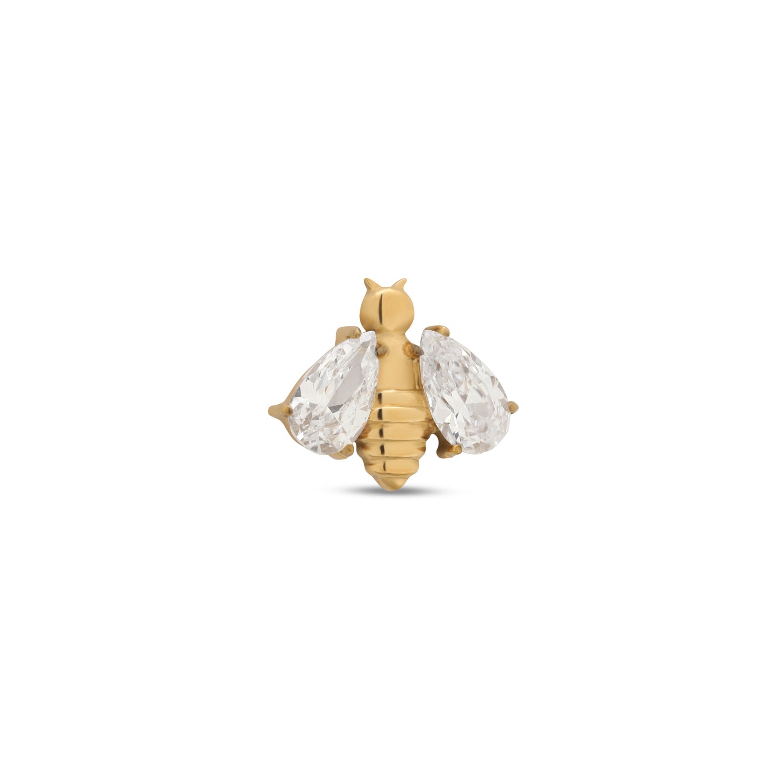 18k V-Gold Bee with Crystal Wings Flatback