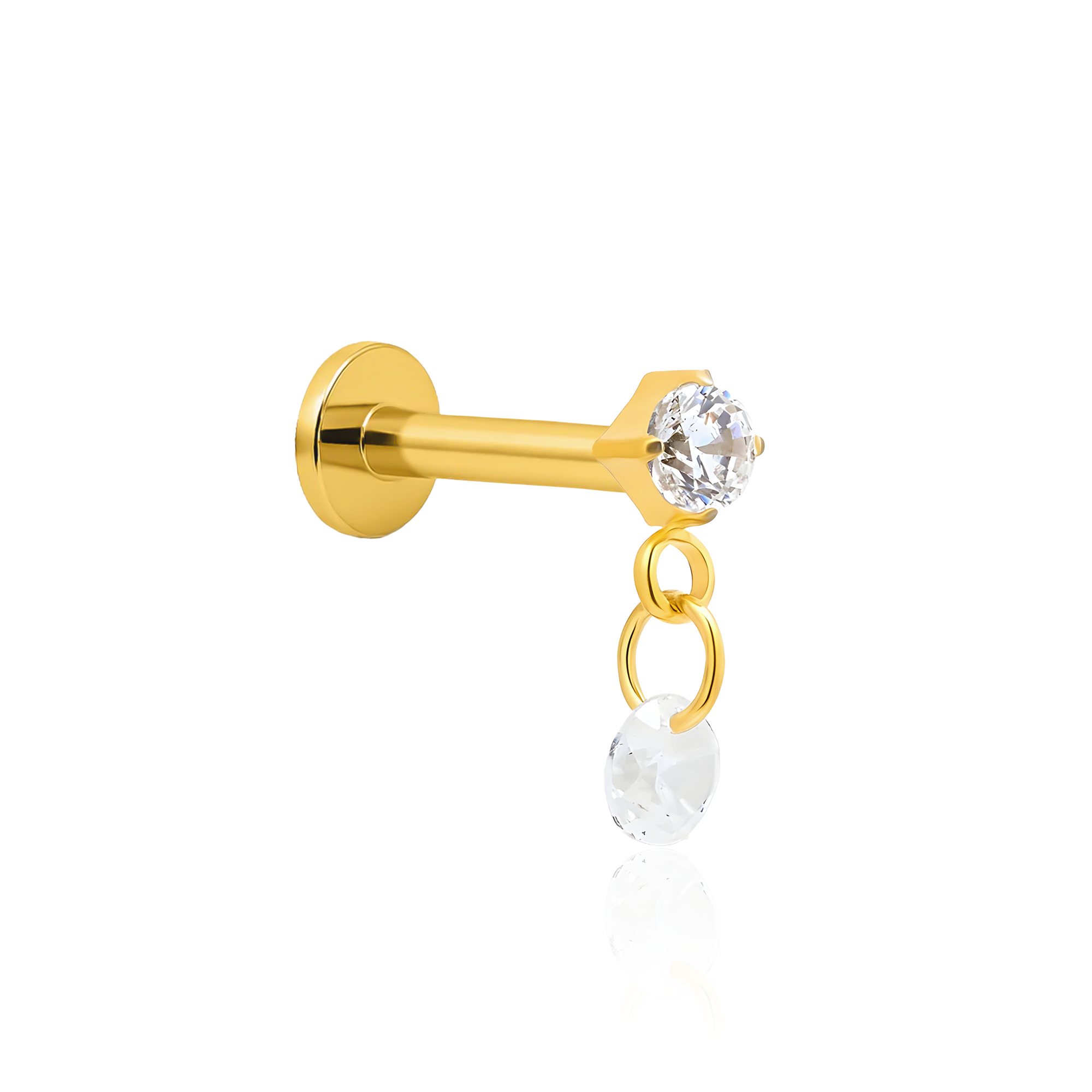 18k V-Gold Jewelled Dangle Prong Crystal Flatback