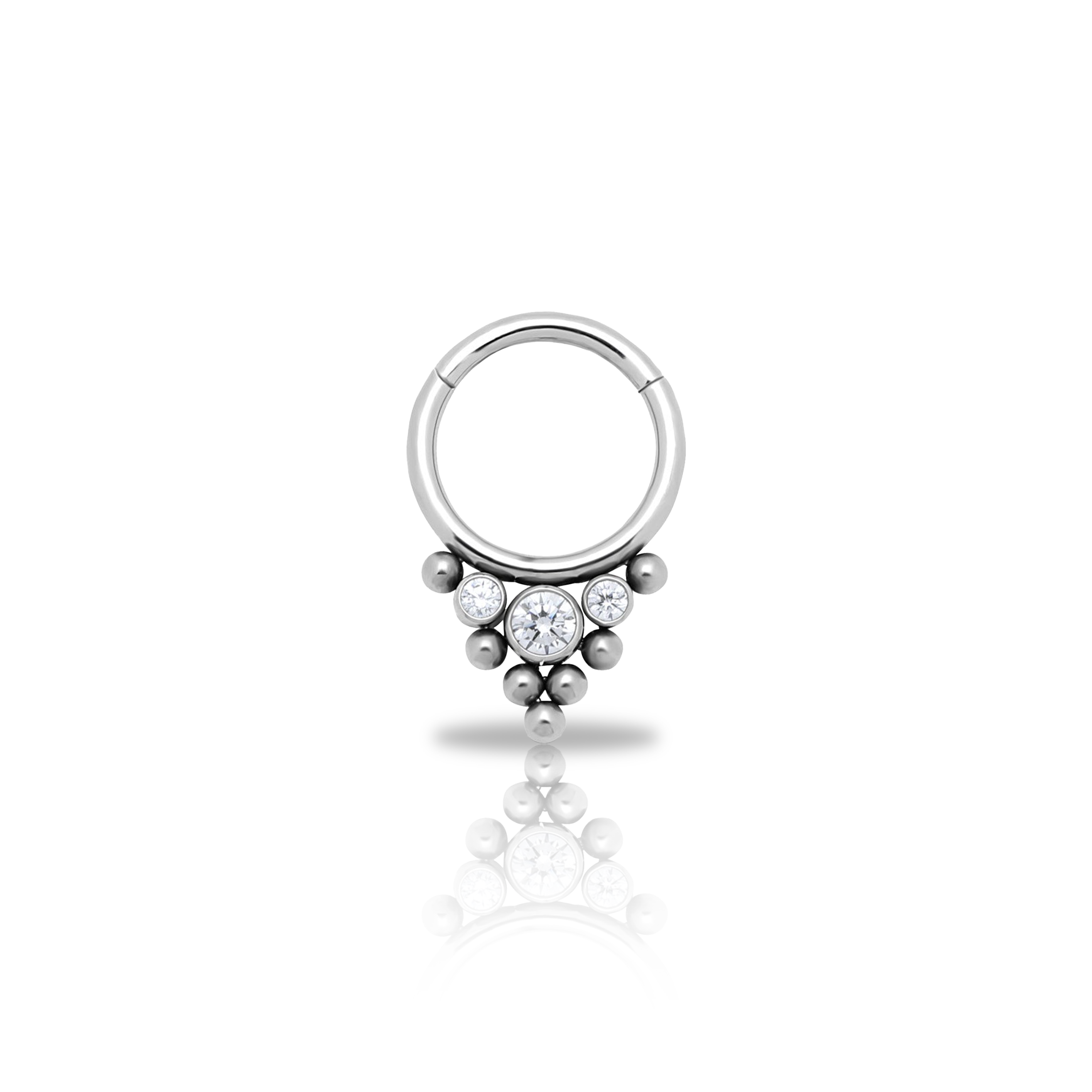 Jewelled Tri Cluster Hinged Ring