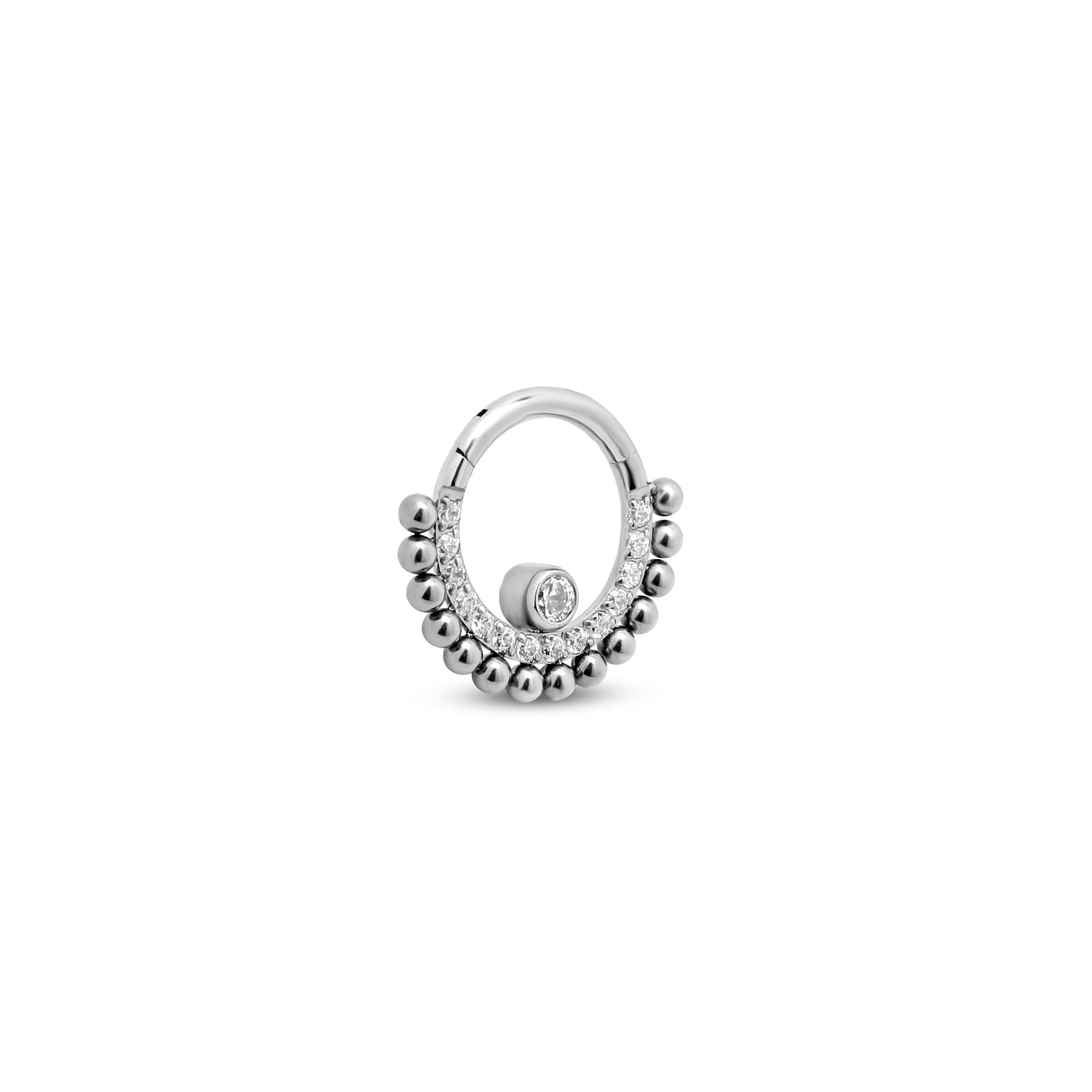 Jewelled Paved Cluster With Beaded Outlay Hinged Ring