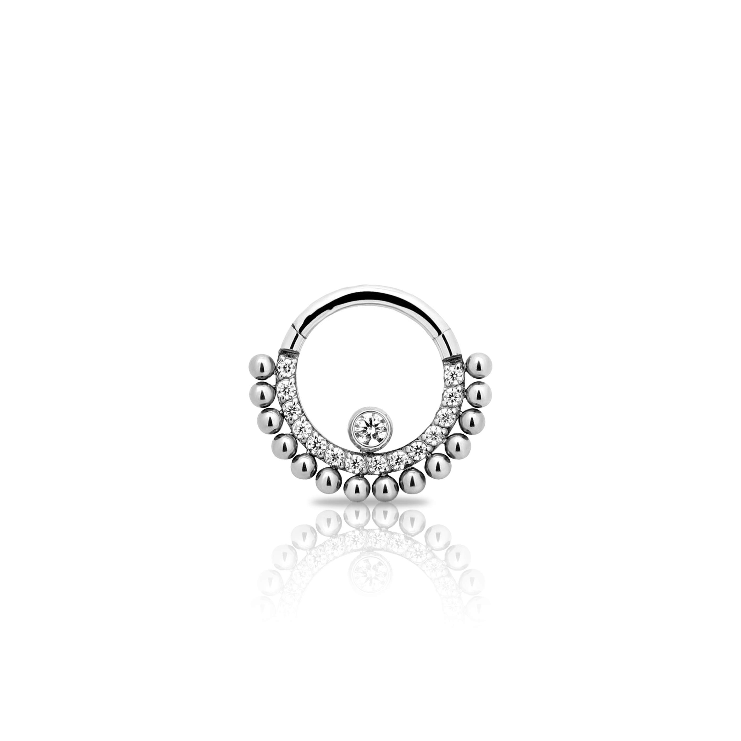 Jewelled Paved Cluster With Beaded Outlay Hinged Ring