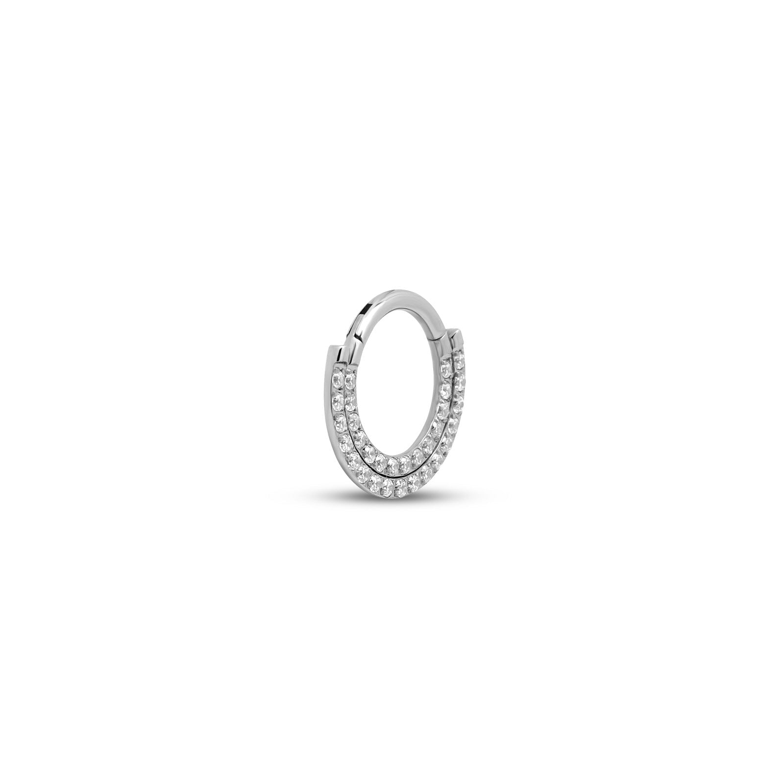 Double Jewelled Paved Stack Hinged Ring