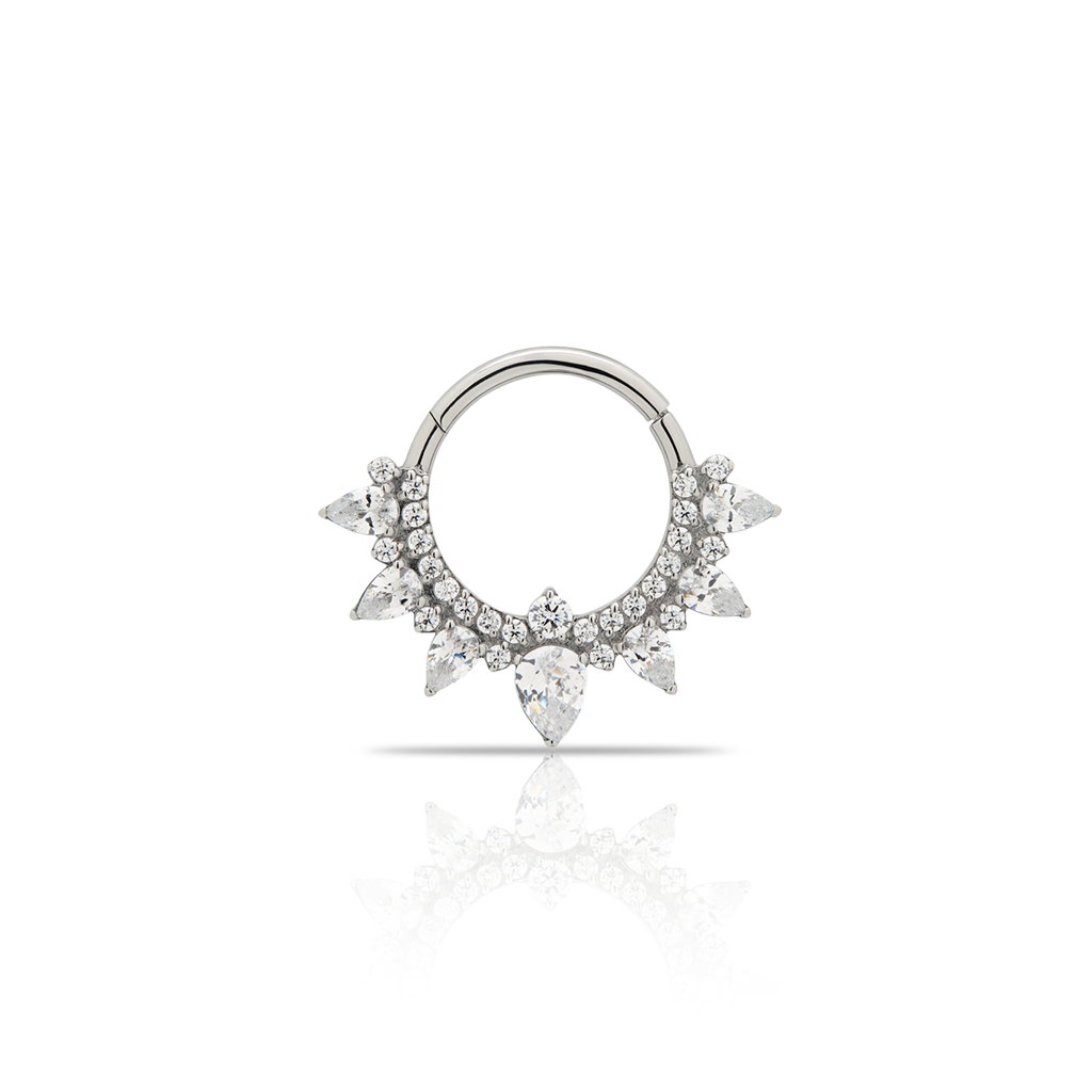Jewelled Pear Cluster Hinged Ring