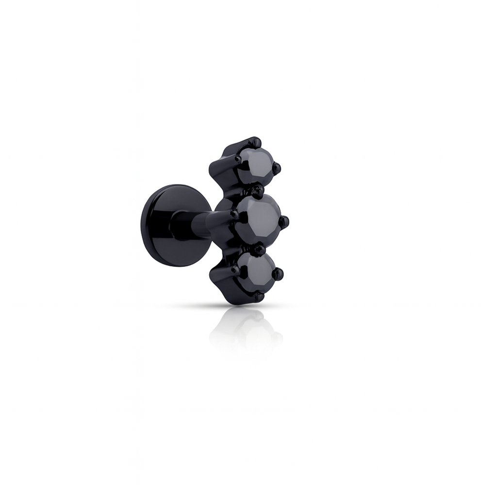 Blackline 3 Prong Set Black Crystal Flatback