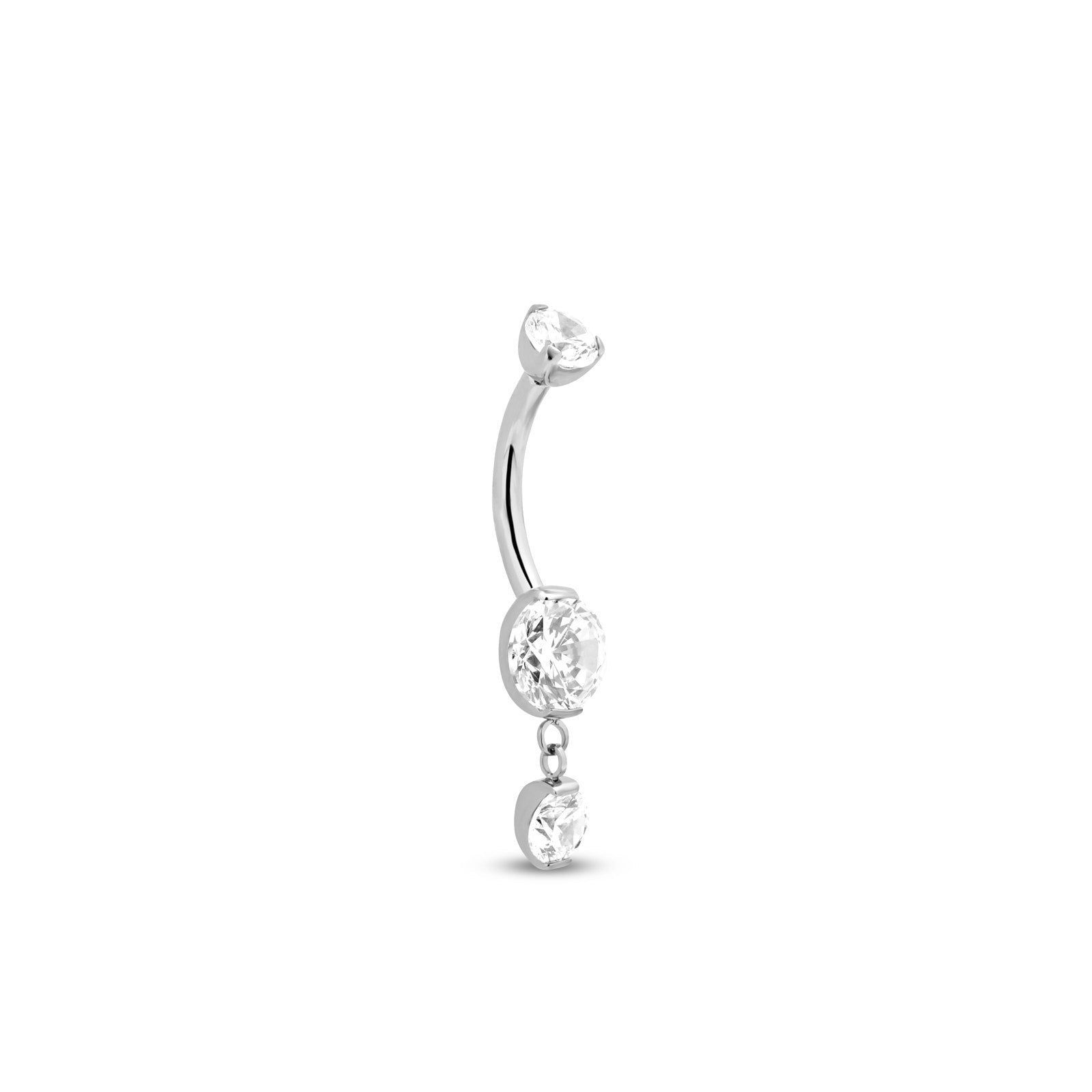 Titanium 1 Drop Jewelled Prong Navel Bar