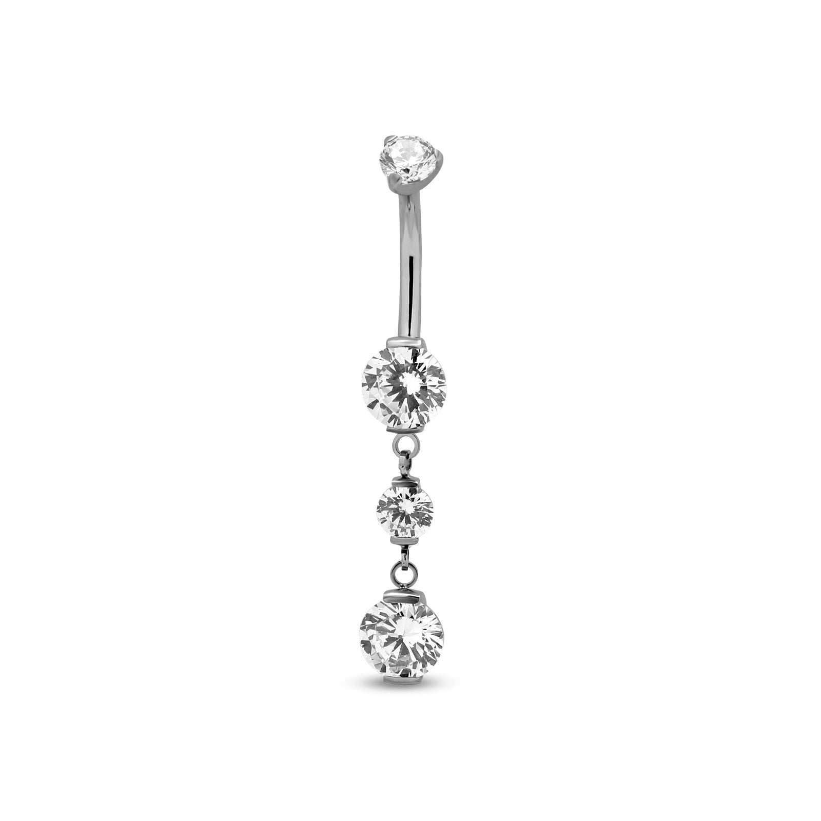 Titanium 2 Jewelled Prong Set Navel Bar