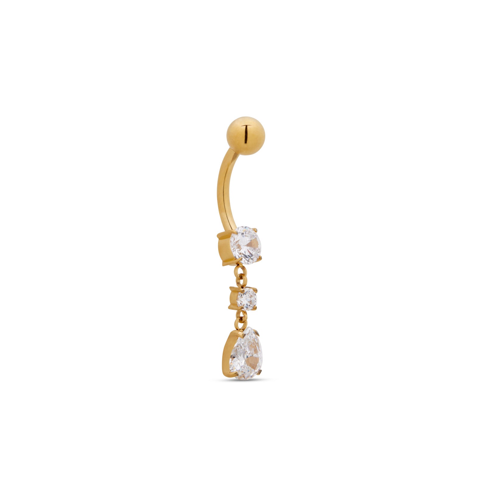 18k V-Gold Dangle Navel Bar