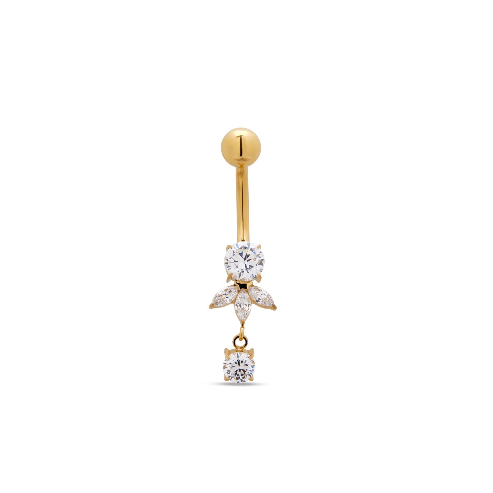 18k V-Gold - Marquise Round Stone Navel